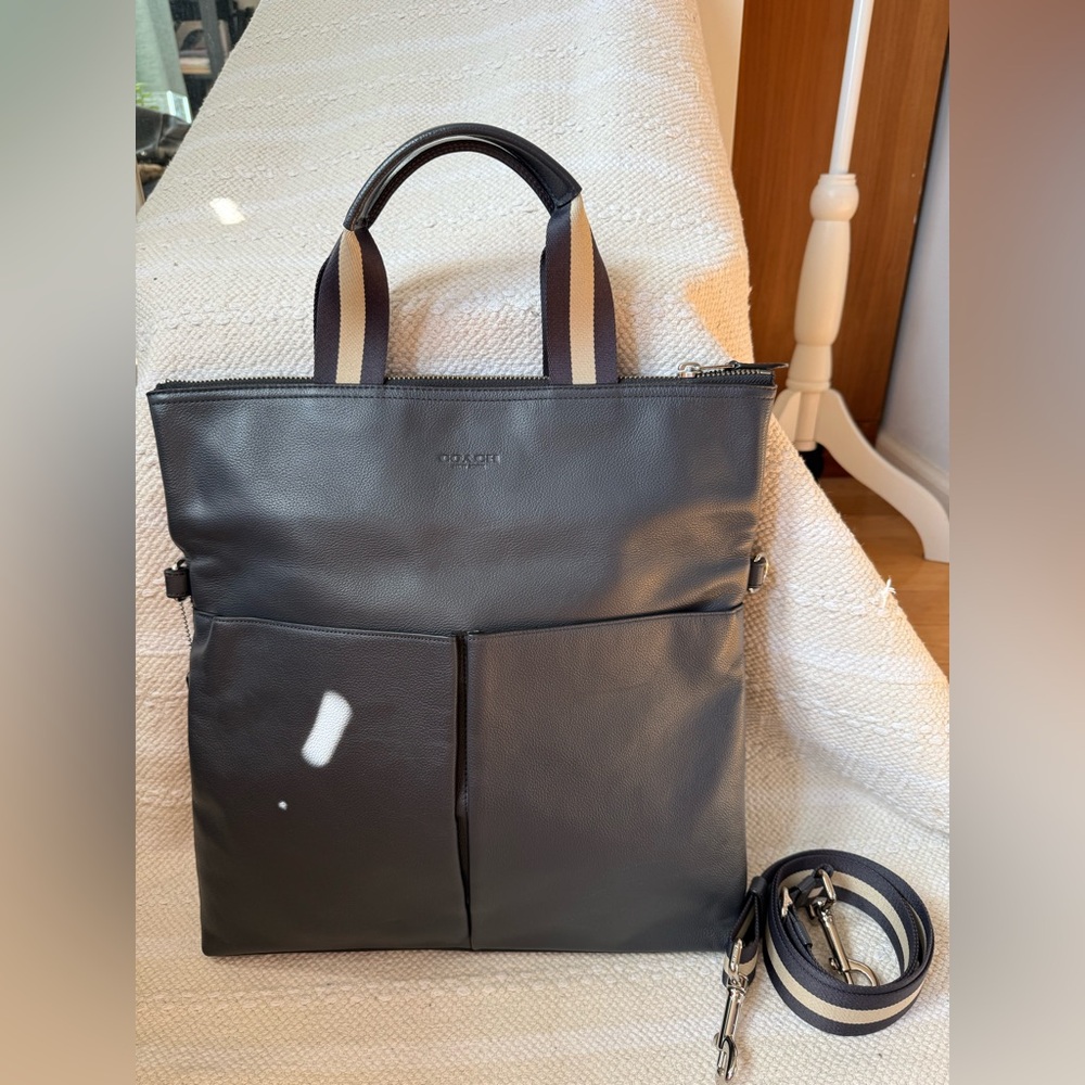 Coach F54759 Charles Foldover Tote in gray Leather - Picture 2 of 10